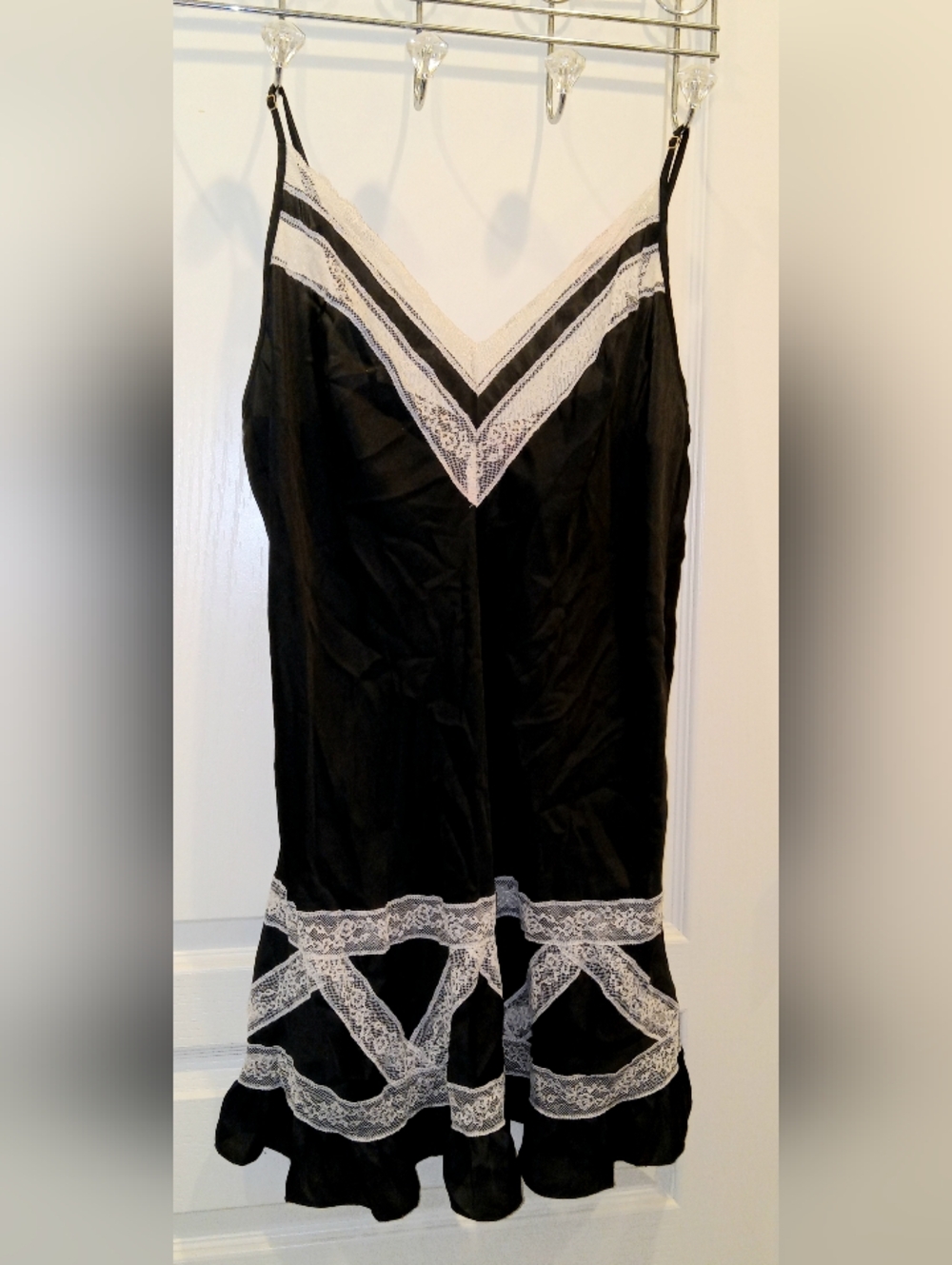 Victoria's Secret Black Lace-Trim Slip/Gown